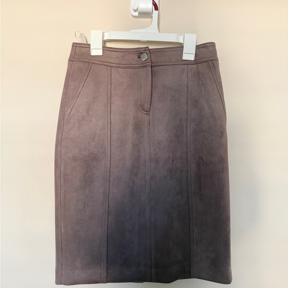 Calvin Klein Faux-Suede Pencil Skirt (cocoa)